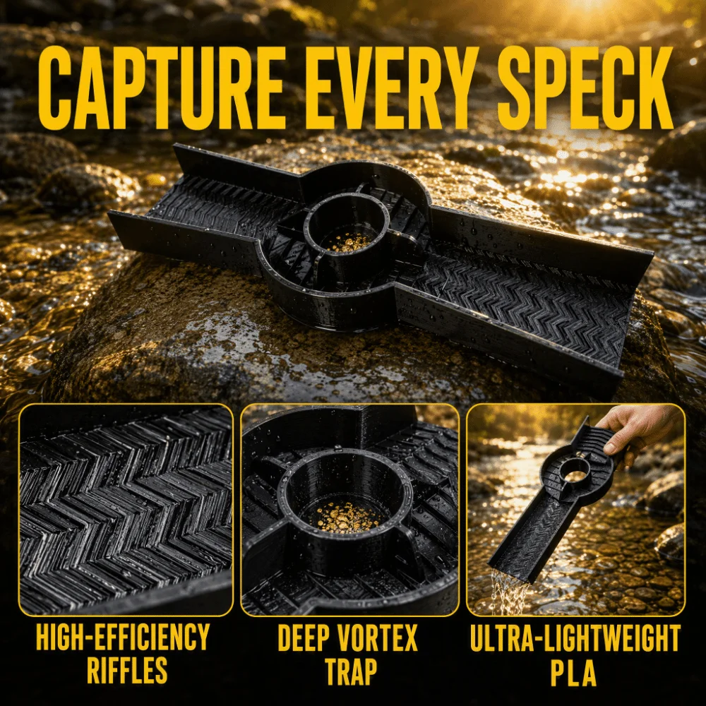 Portable and Efficient Golden Mining Sluice Box Splash-Proof Lightweight Gold Mining Tool Plastic Construction Portable Design
