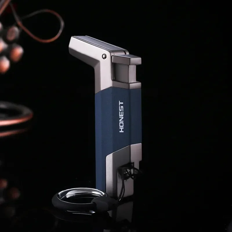 HONEST New Outdoor Adventure BBQ Windproof Turbo Jet 1300 C Turbo Torch Cigar Lighter Keyring Gas Lighter Men\'s Smoking Gadget
