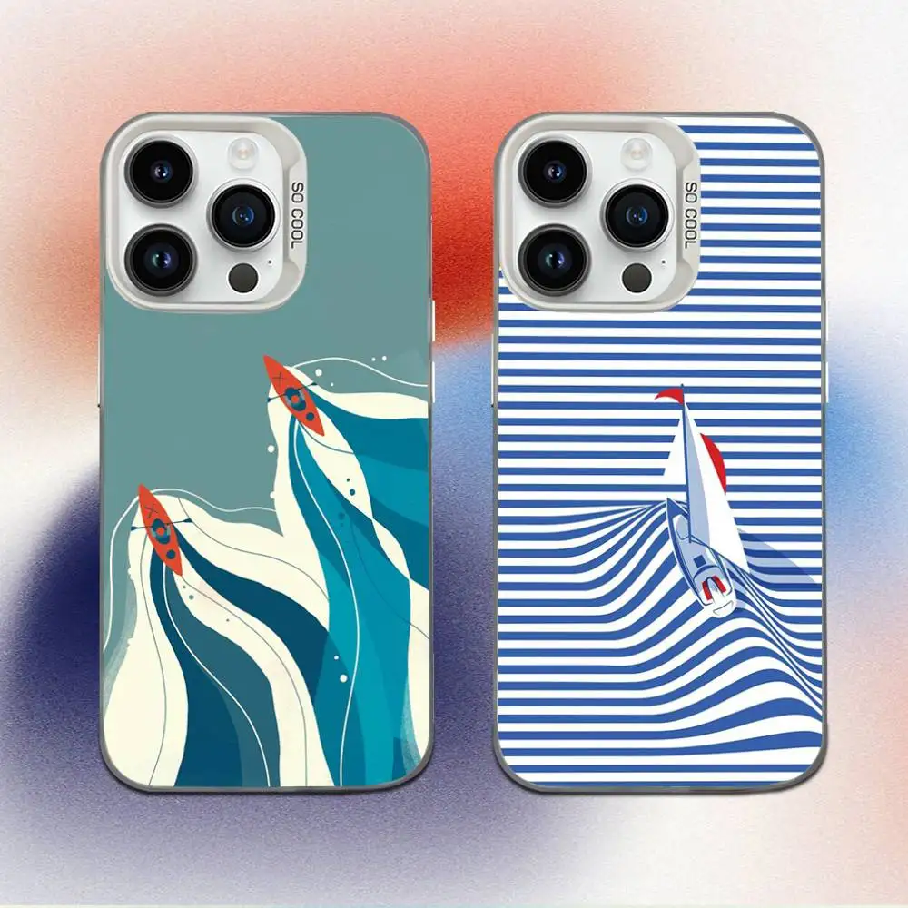 

Sailing Boat Phone Case For iPhone 16,15,14,13,12,11,Mini,Pro,E,MAX White Candy Matte Shockproof Cover