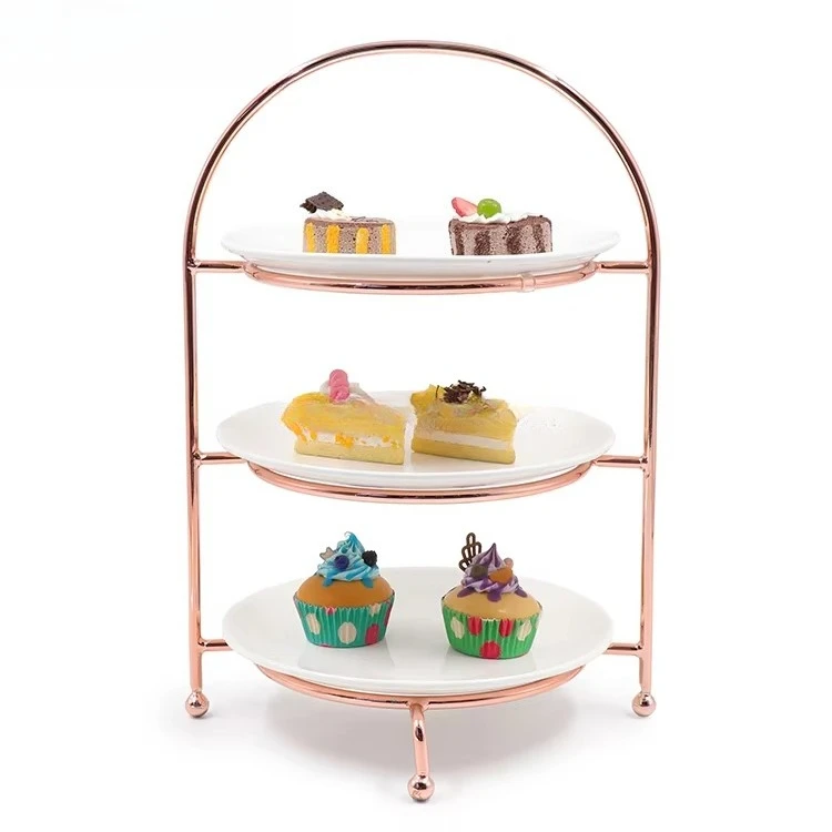 Catering Equipment Ceramic Cake Rack Afternoon Tea Display Rack Metal Wedding Dessert Rack