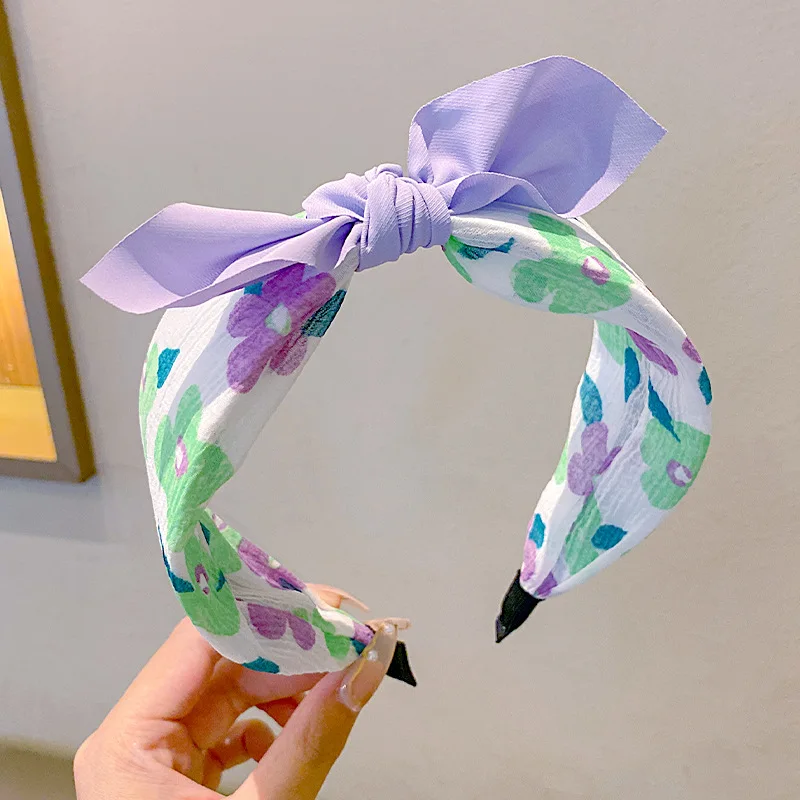 Print Floral Strawberry Plaid Cloth Bow Hairband for Girls Daily Life Hair Hoop Headband Headwear Children Hair Accessories