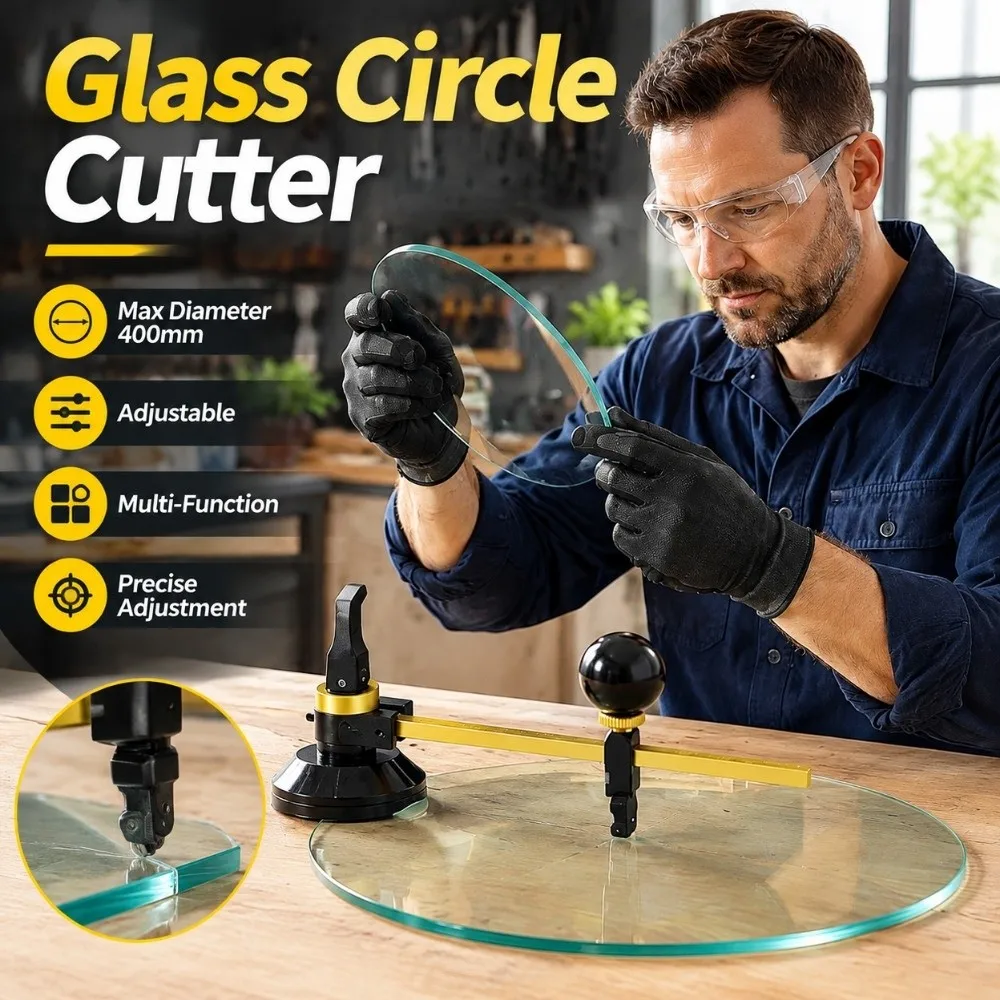 Six Wheel Glass Circle Cutter 20/40/80/100cm with Suction Cup Suction Cup Cutter Precise Adjustment Multi-Function