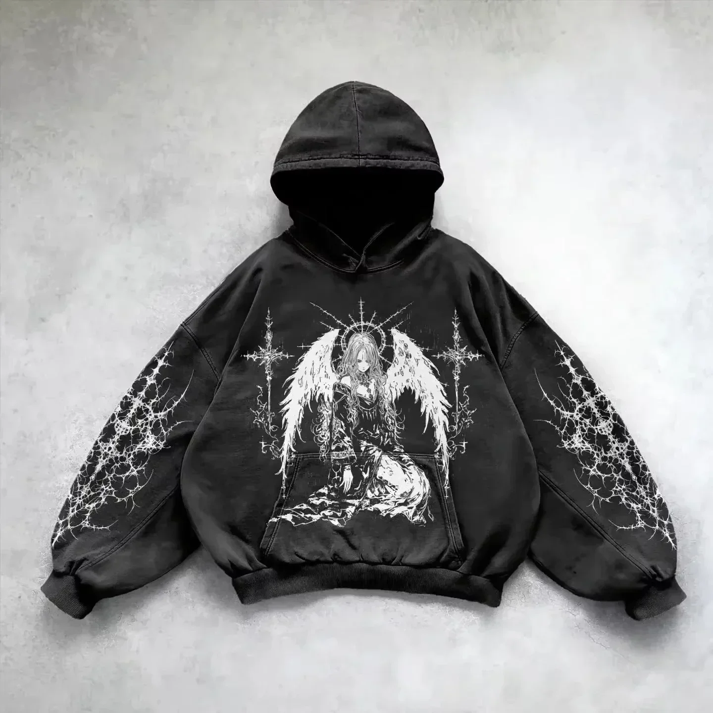 2026 Herbst/Winter Neu: Bestseller 3D Retro Gothic Hip-Hop Herrenbekleidung im Y2K-Stil, geeignet für trendige Streetwear-Hoodies. – Detail 10