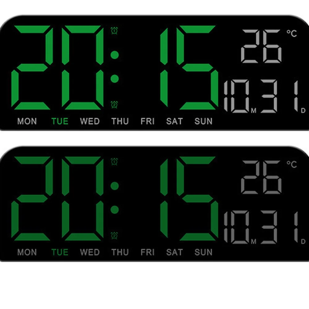Electronic LED Digital Desk Alarm Clock Large Display Modern Wall Clock Multifunctional Calendar Temperature Date