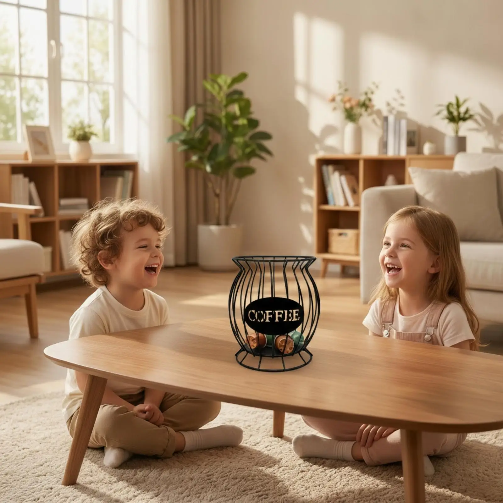 Industrial Basket Oval Coffee Pod Holder Coffee Capsule Organizer for Coffee Corner Cafe Station Setup