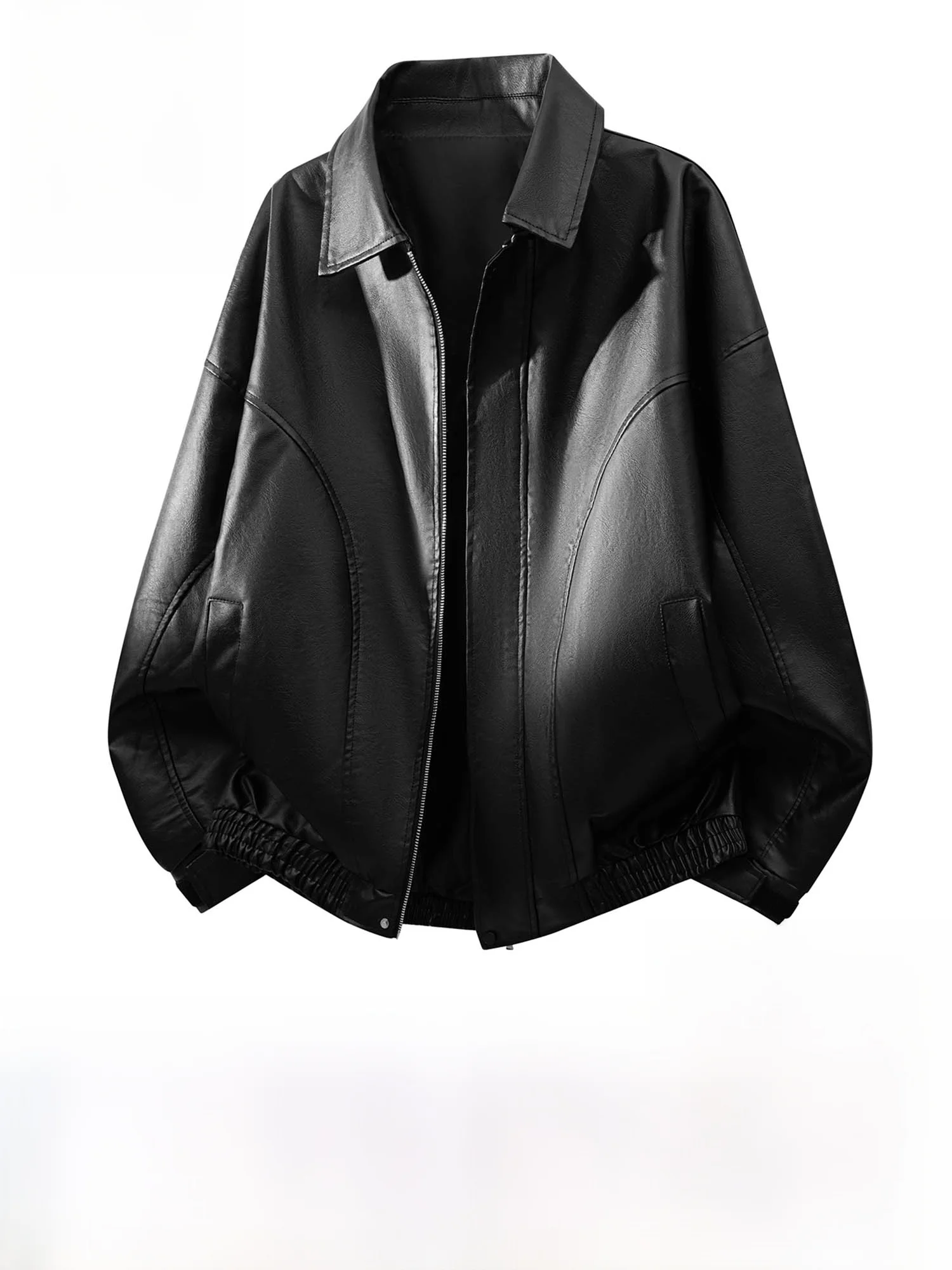 

Warm Fce Lined Thiened Retro Collar Men's Leather Jaet Jeanswest Winter Outerwear Breathable High Gloss Youth Coat