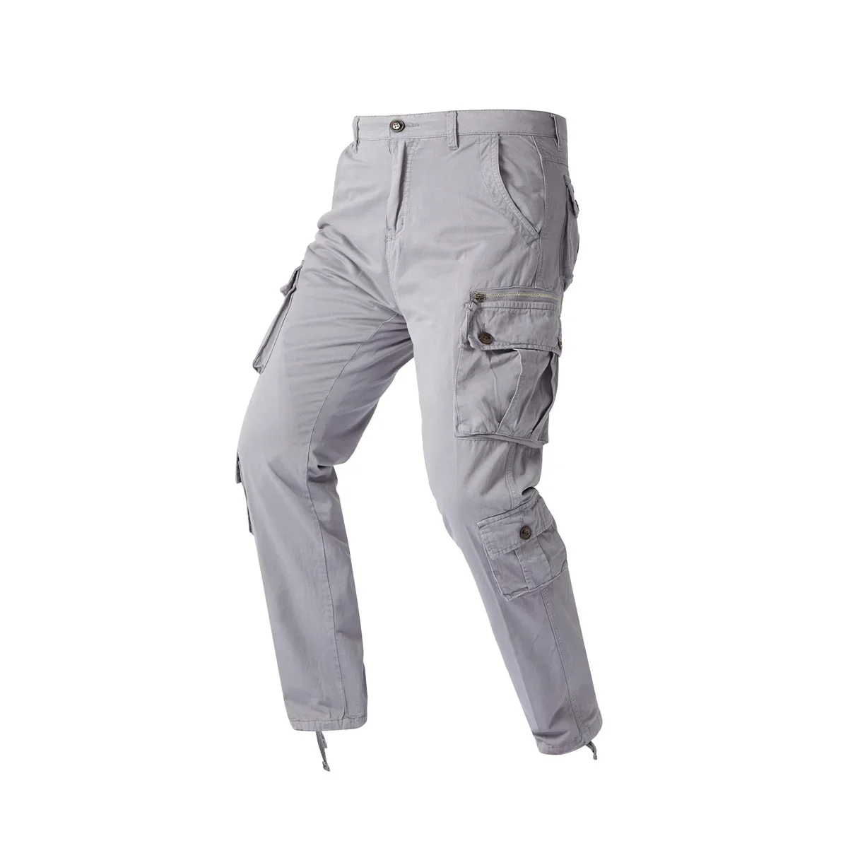 2026 New Fashion Men's Plus Size Solid Color Multi-pocket Trousers Casual Trendy Vintage Straight Outdoor Pants Male Clothes