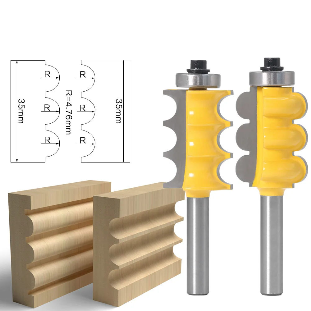 

1 шт., 8 мм, фреза с хвостовиком, резьба по дереву, тройная бусина и тройная канавка, большие формовочные фрезы, набор линейных ножей, деревообрабатывающий резак