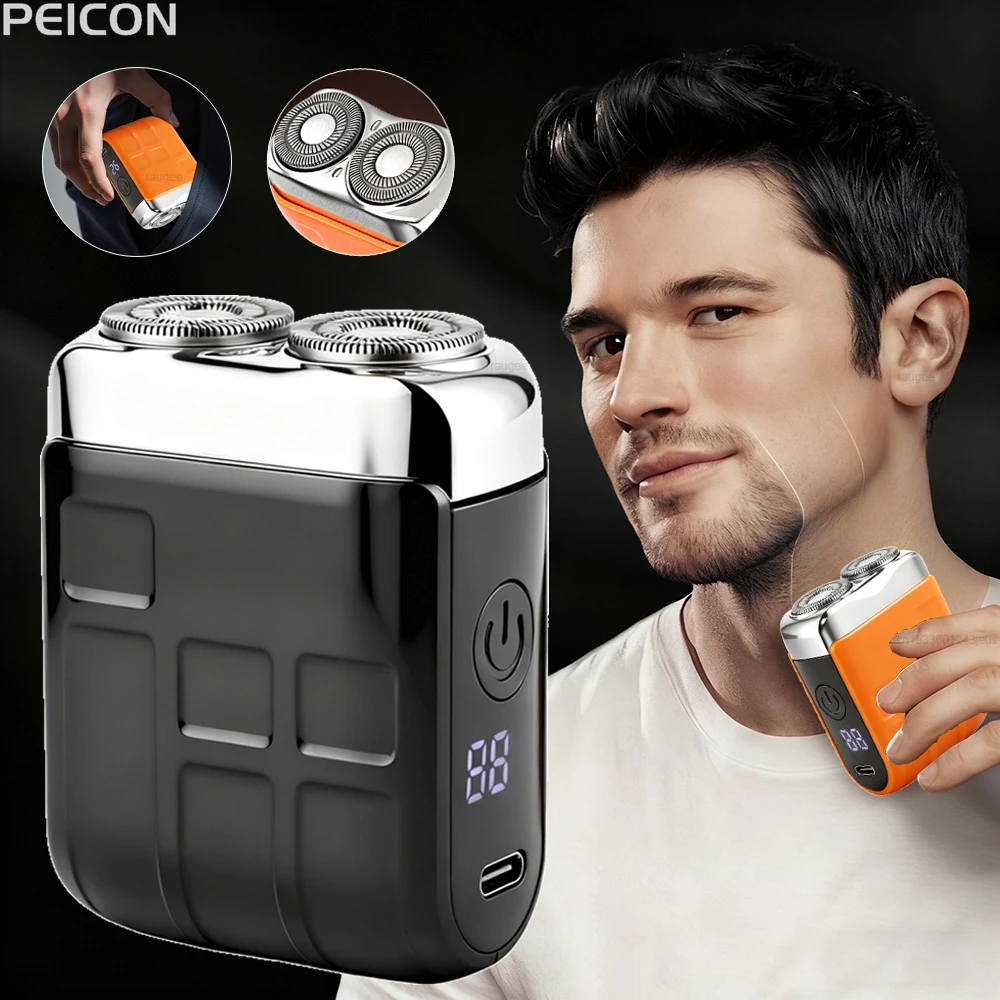 Rasoir électrique homme Mini rasoir électrique pour hommes Portable hommes Machine à raser Rechargeable hommes tondeuse à barbe double lame rasoir