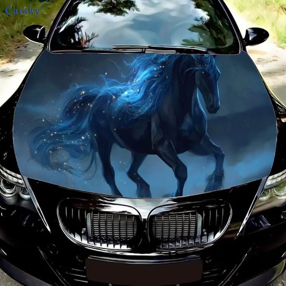 

Blue Plaque horse Fantasy theme car cover decoration, suitable for cars, SUVs and other models, car accessories, inspired design