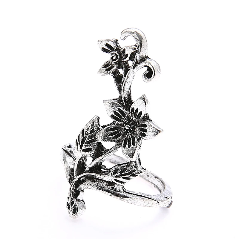4pcs/set Antique Silver Color Vintage Bohemia Ring Set Rose Flower Rings For Women Charm Bohemia Floral Knuckle Ring view 4