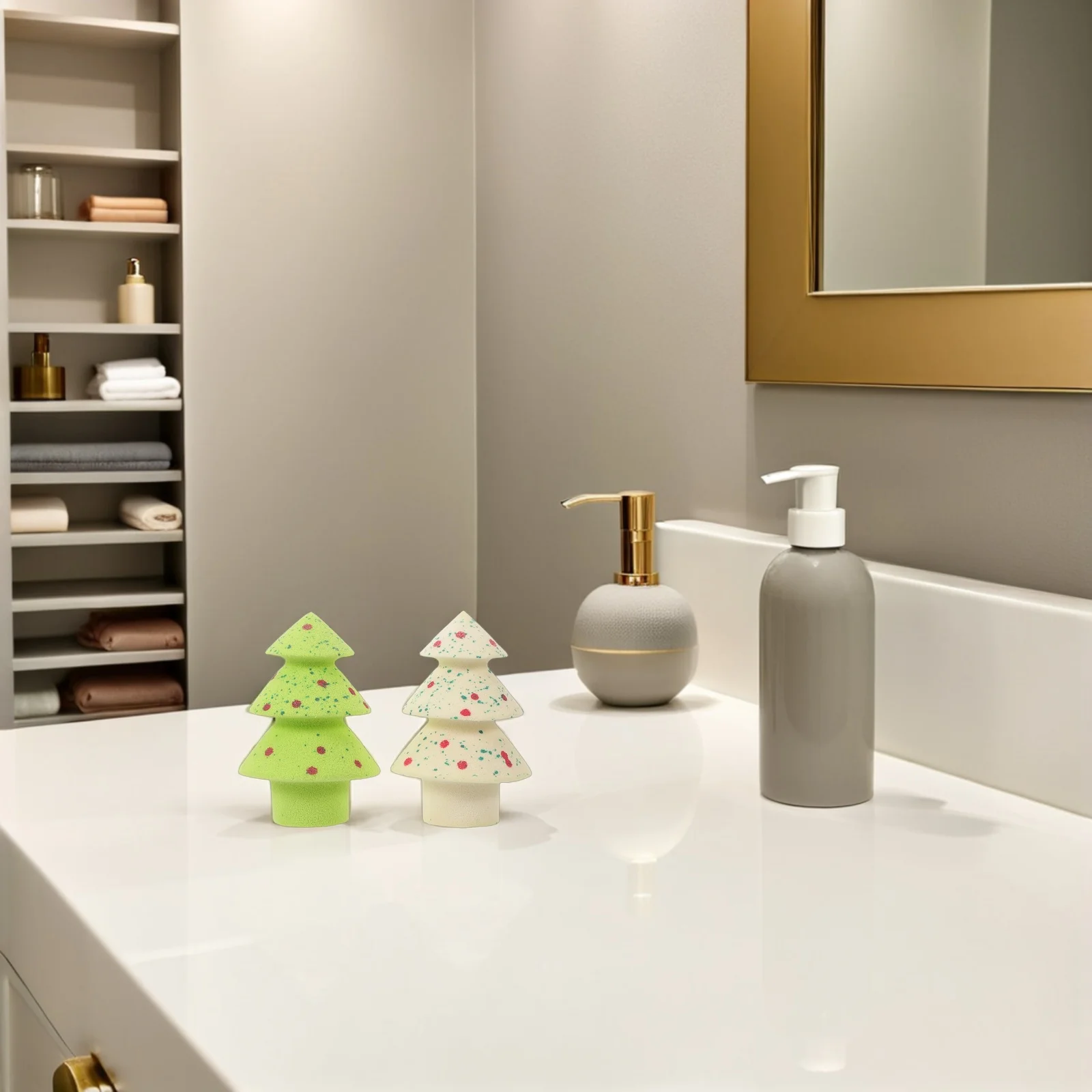 مجموعة واحدة من إسفنجات مكياج عيد الميلاد بتصميم كرة النجوم لبودرة الأساس الرطبة السائلة وخلاط قضيب الوجه #4