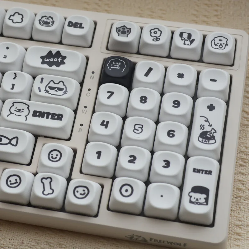 Cat and Dog Personality Keycaps PBT Five-Sided Sublimation Personalized Customized atk68/wolf/spider f87/98/104 keycaps
