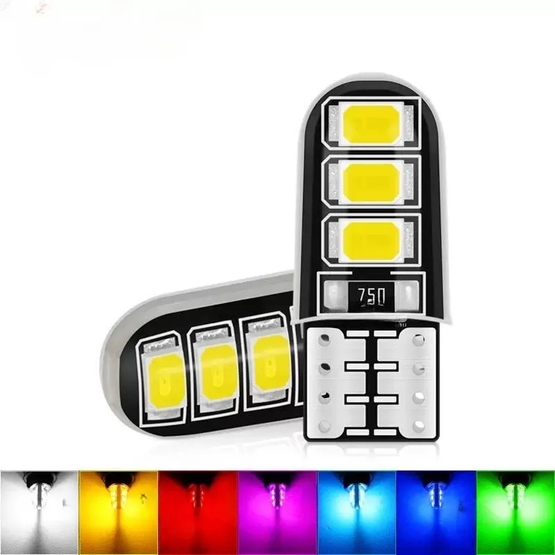 50pcs Width Indicator Light T10 6SMD LED White Silicone W5W License Plate Light Reading Light Door Side Light High Brightness