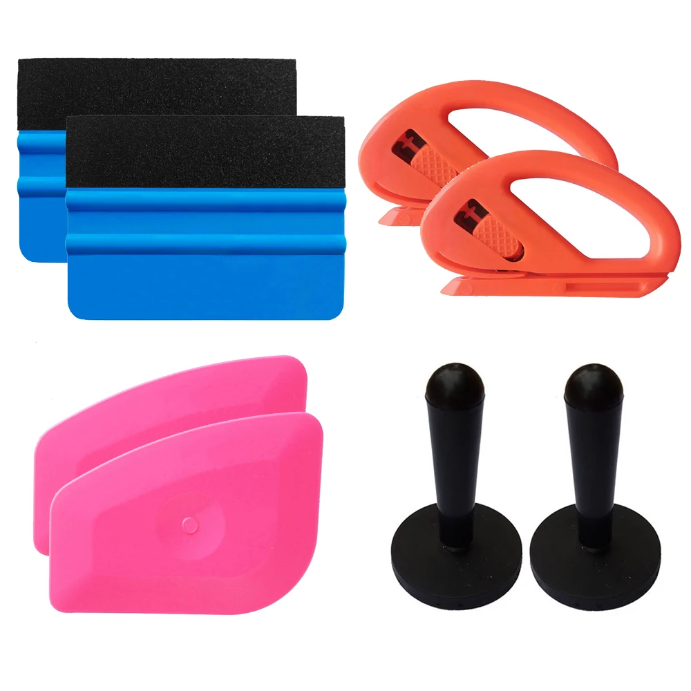 Car Window Film Tinting Tools Professional Vinyl Wrap Installation Kit with Squeegees Rubber Scrapers Film Cutter Gripper Magnet