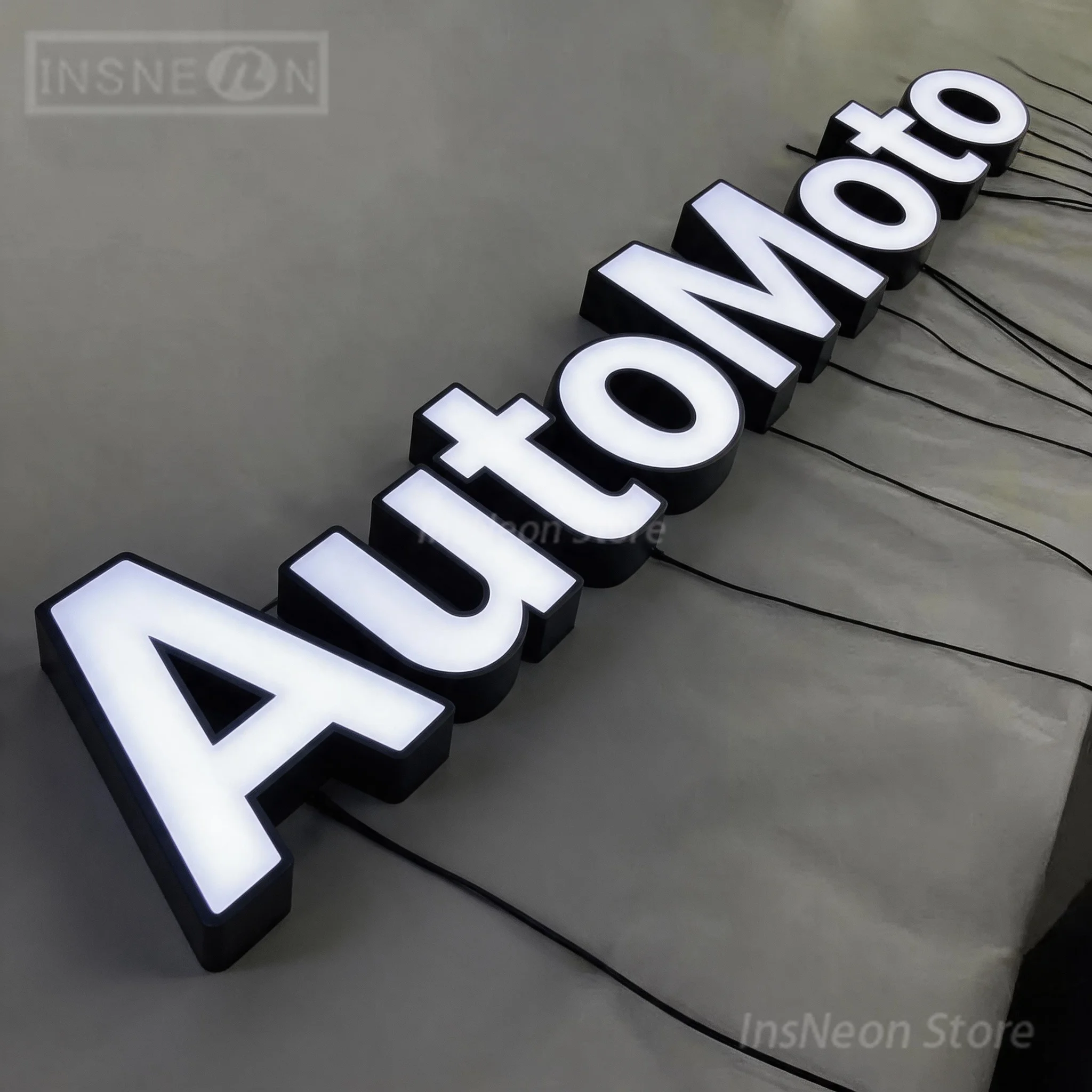 Custom Outdoor AutoMoto Channel Front-lit Letter Sign, Personalized Illuminated Signage for Businesses Offices LED Lighted Signs