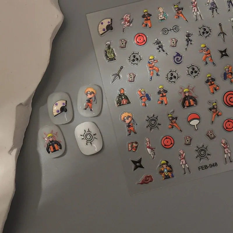 NARUTO Uchiha Itachi Uchiha Sasuke personalisierte kreative Nagelkunst-Aufkleber, zweidimensionale Relief-Nageldekorationsaufkleber, Geschenk – Detail 4