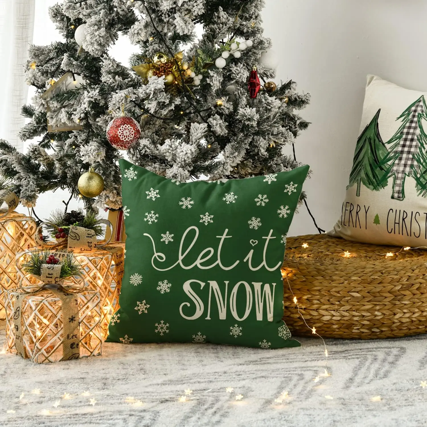 Merry Christmas Tree Motto Green Pillow Cover Cushion Cover Sofa Decoration pillowcase 50*50 decor