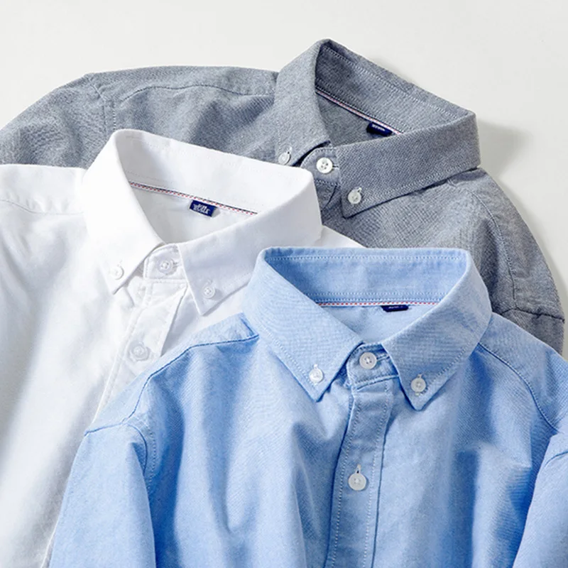 Shirt Men's New Non-ironing Inner and Outer Wear Casual Versatile Cotton Oxford Spinning Men's Long-sleeved White Shirt