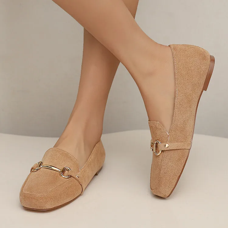 

Faux Suede Slip-on Women's Shoes British Style Low Heels Casual Boat Shoes