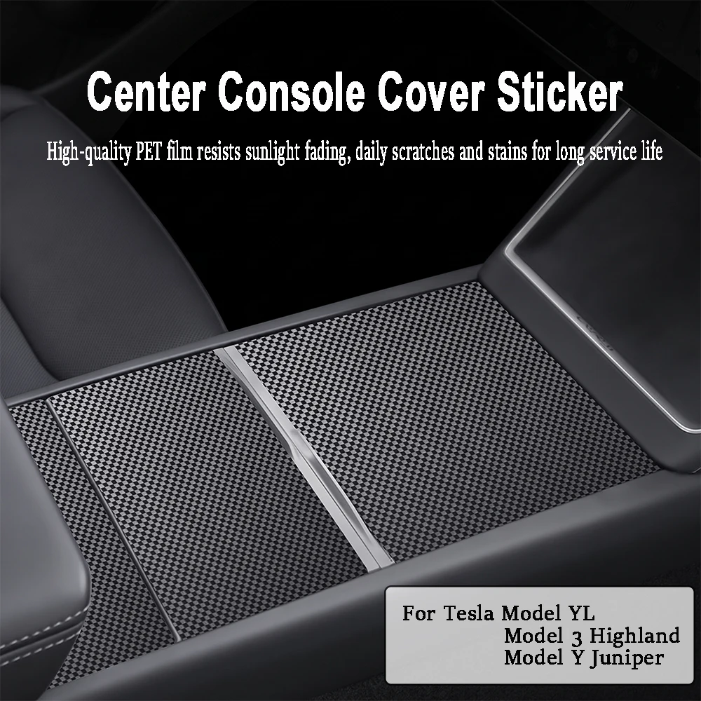 PET Center Console Panel Stickers Wood Grain Film Carbon Fiber Decals For Tesla Model YL Model 3 Highland Model Y Juniper Parts