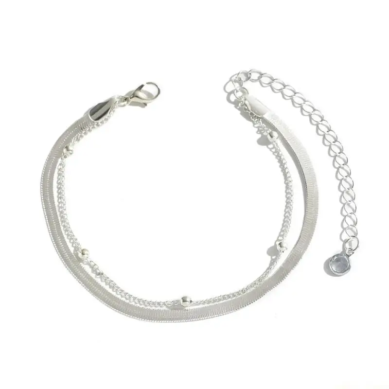 31BF Waterproof Alloy Women’s Ankle Chain Two Tiers Jewelry for Casual Outings