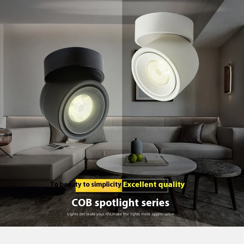 Refletor de teto LED 360 °   Rotação COB Luz de teto 7W / 12W Lâmpada montada em superfície Design moderno para fábrica de iluminação interna