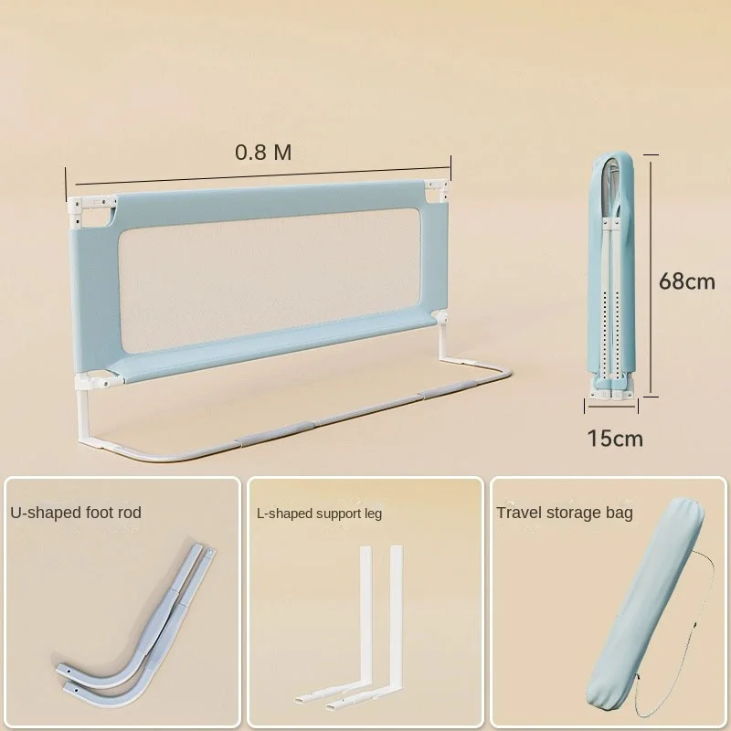 150cm Safety Bed Guardrail Fence for Baby, Easy Folding, No-Punch Bed Guardrail for Travel, Family Bed Baby Bed Fence Playpen