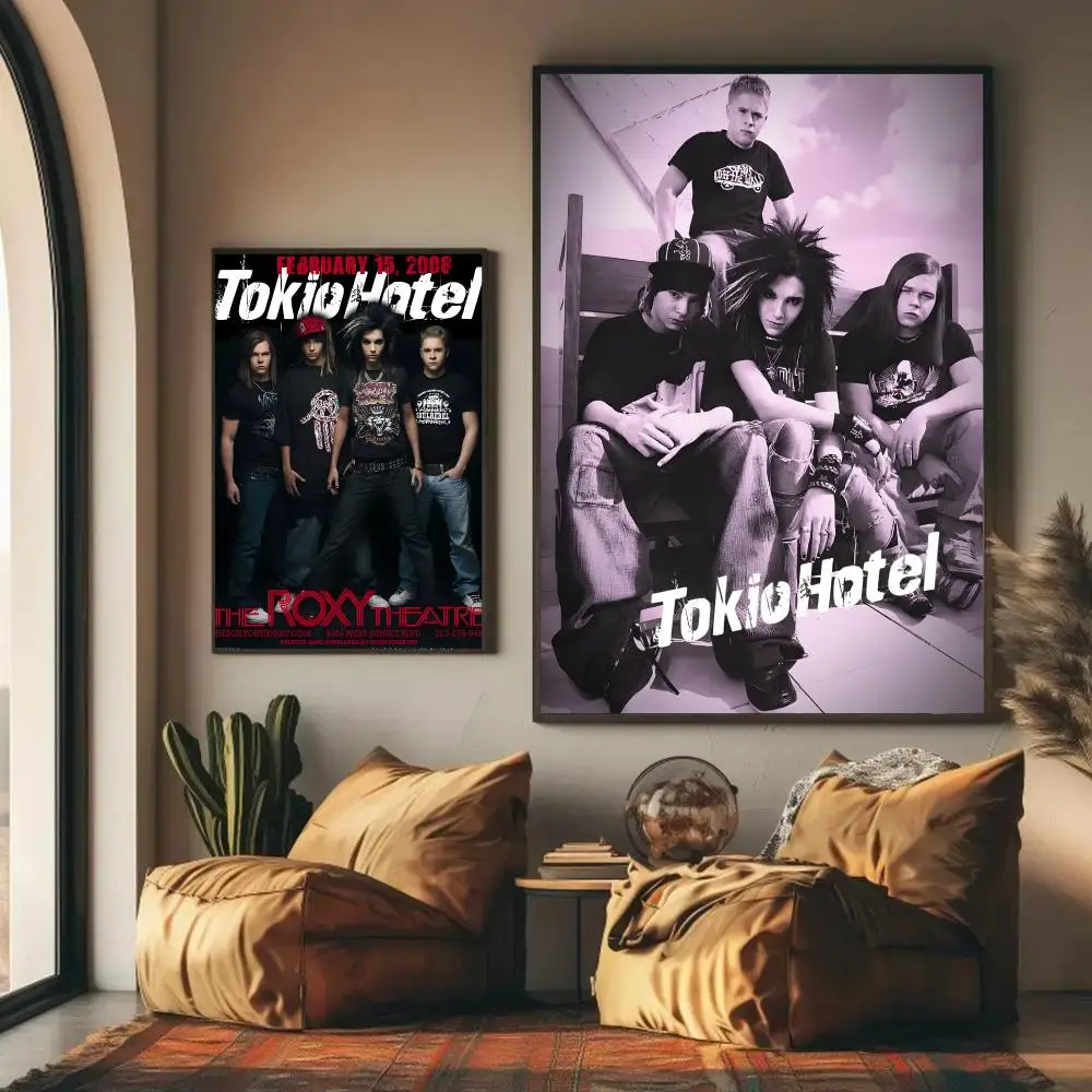 T-Tokio Hotel Poster Self-adhesive Wall Mural Art Waterproof Sticker For Bar Room Decor High Quality Print Gift