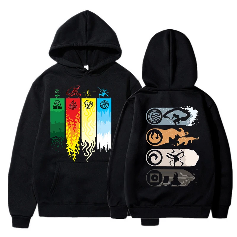 Hoodies de manga comprida unissex, Avatar The Last Airbender, Harajuku Print, moletom casual, moda capuz Streetwear, Appa Yip