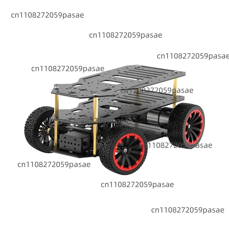 

Assembled Metal Robot Car Chassis with 5KG Load Dual Encoder Motor Front Wheel Servo Steering Ros Robot Base