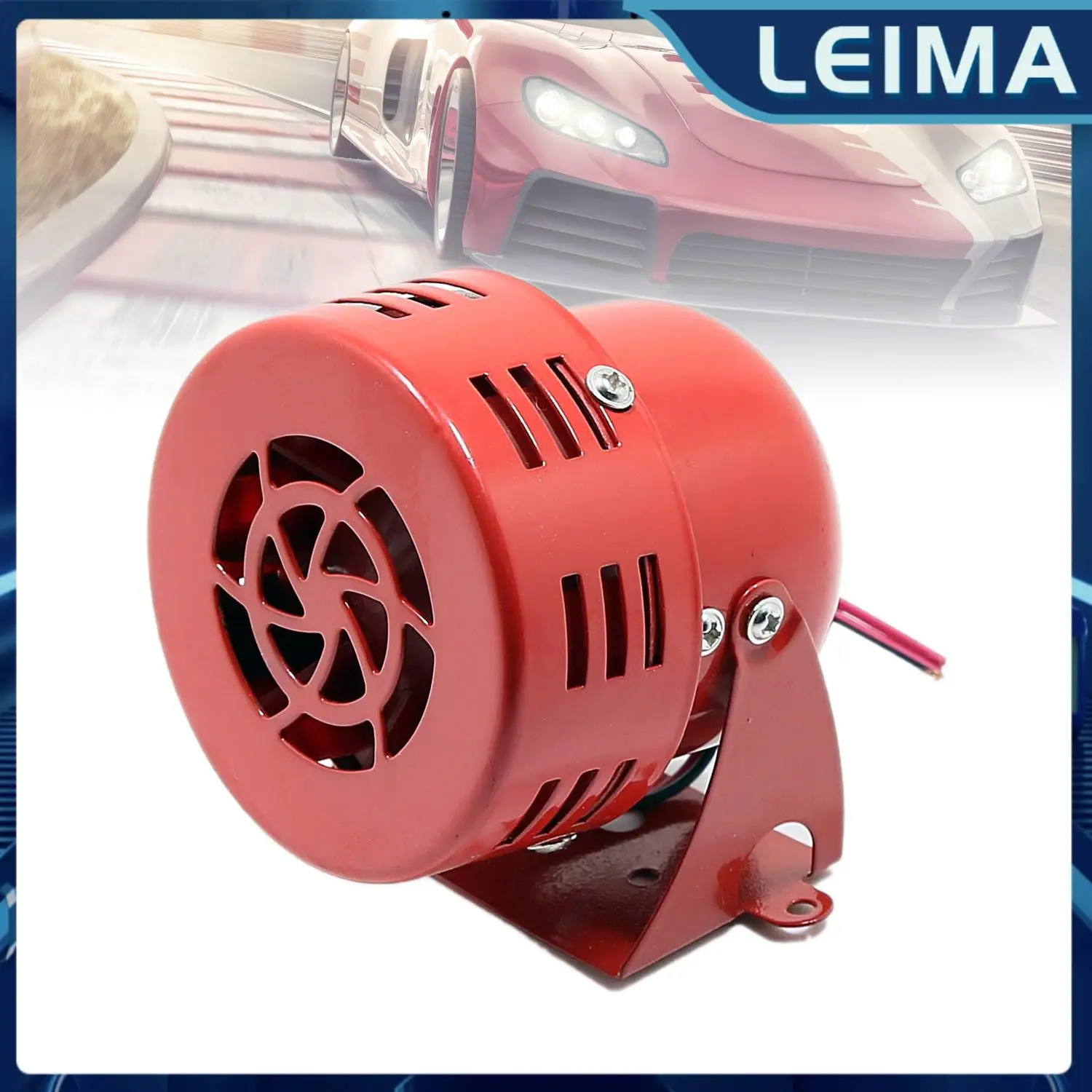 1pc 12v 300db Red Mini/Compact Electric Motor Air Raid Siren Horn Car/Truck Authentic High Quality Auto Parts