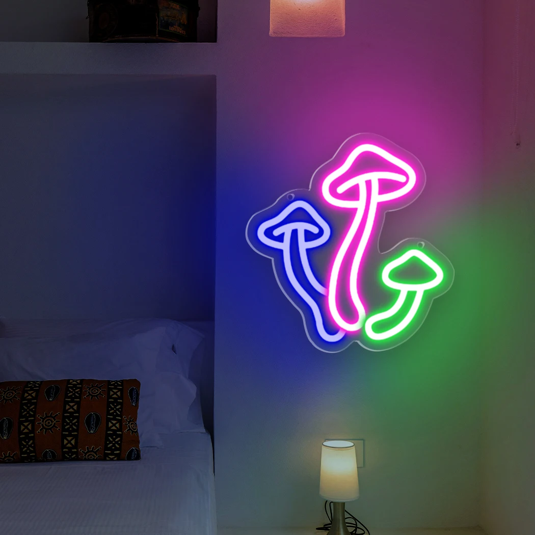 Mushroom LED neon sign accessories are suitable for room decoration and can be placed in living rooms, bedrooms, game halls