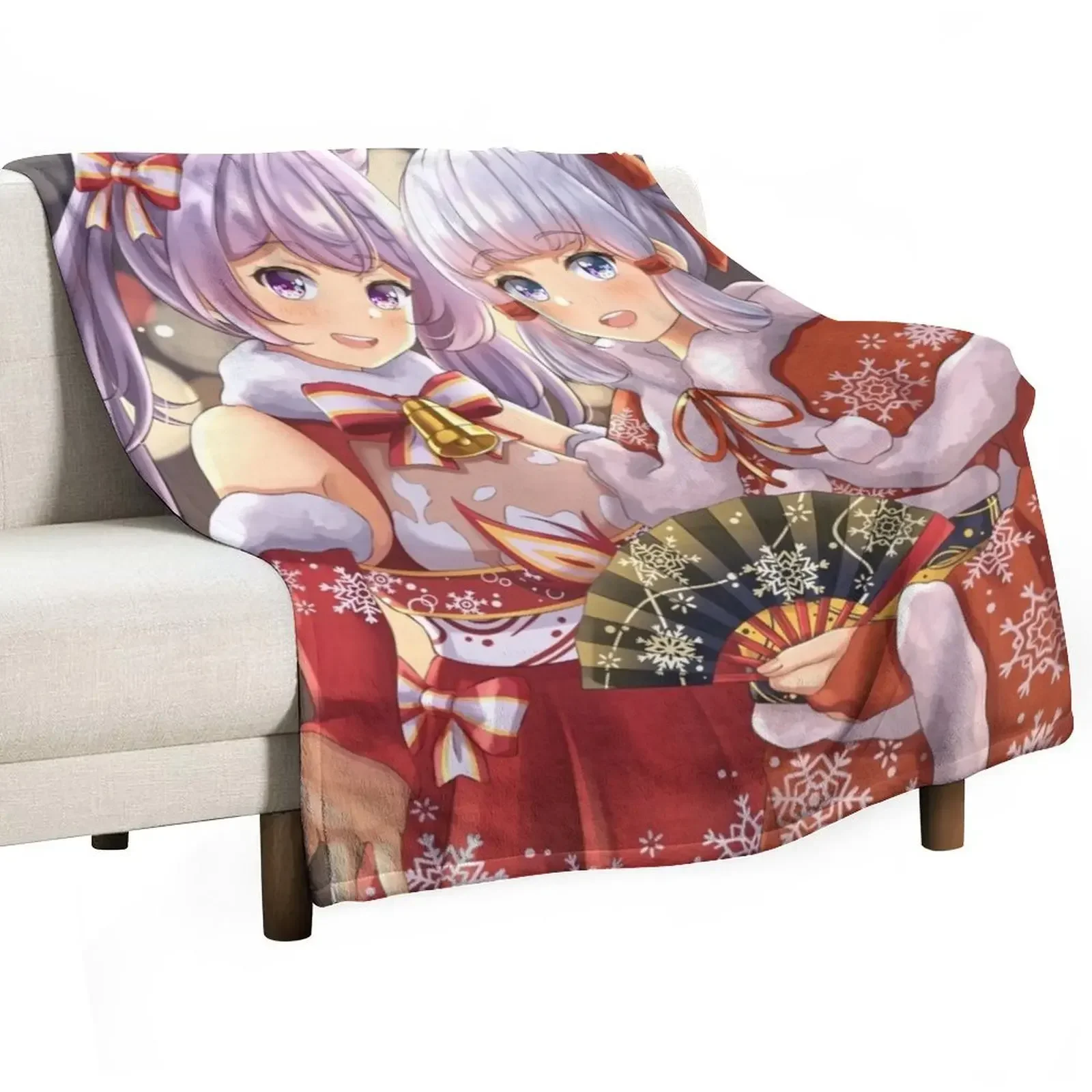 

Ayaka and Keqing Throw Blanket Bed covers funny gift For Decorative Sofa Blankets