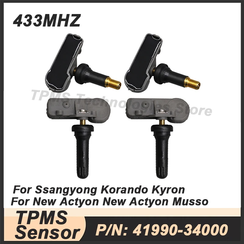 

4 датчика давления в шинах TPMS 433 МГц 41990-34000 для Ssangyong Kyron, Korando, Actyon Sports, Musso, Rodius, Rexton