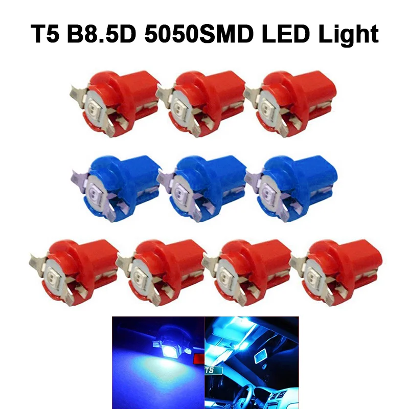 10PCS T5 B8.5D 5050SMD LED Light Car Gauge Speed Dash Bulb Dashboard Instrument Light Wedge Interior Lamp Car Reading Light