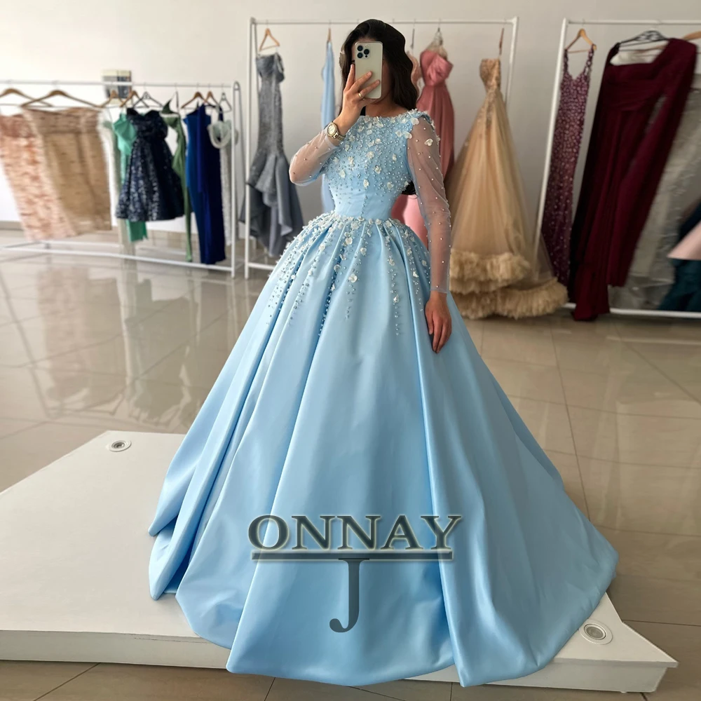 

Customized D241214 Satin Aline Evening Dresses Flowers Pearls Saudi Arabric Vestidos De Fiesta Bespoke Birthday Party Gown Plus