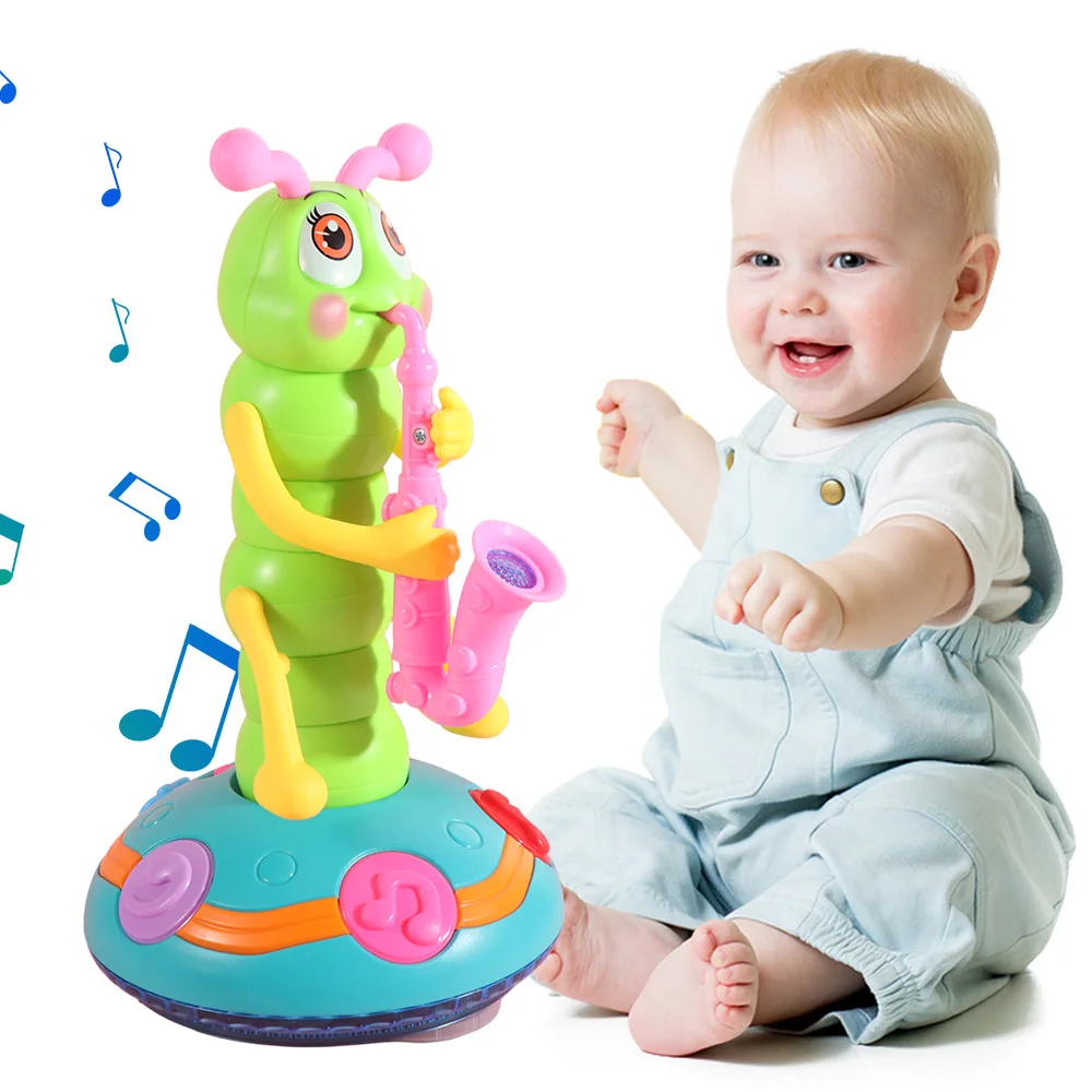 

Plastic Saxophone Toy Interactive LED Electric Music Toy Collection Movable Dancing Toy Desktop Ornament