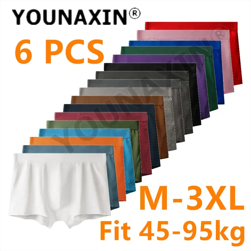 

6 шт. мужские трусы-боксеры большого размера, нижнее белье из хлопка, однотонные дышащие боксеры, трусы для мальчиков, трусы, разные цвета, M, L, XL, 2XL, 3XL
