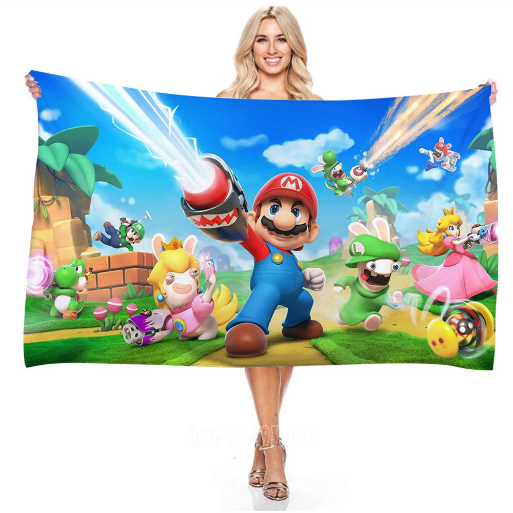

Пляжные полотенца для душа в стиле аниме Super Mario Marioo, банное полотенце, мочалка из микрофибры, 3D цифровая печать, удобный подарок для маленьких детей