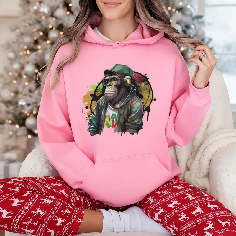 Lustiges Affen-Design, Unisex, College-Stil, Kapuzenpullover, Sport- und Freizeitkleidung, trendige Mode, lustiger Herbst- und Winter-Grafik-Hoodie