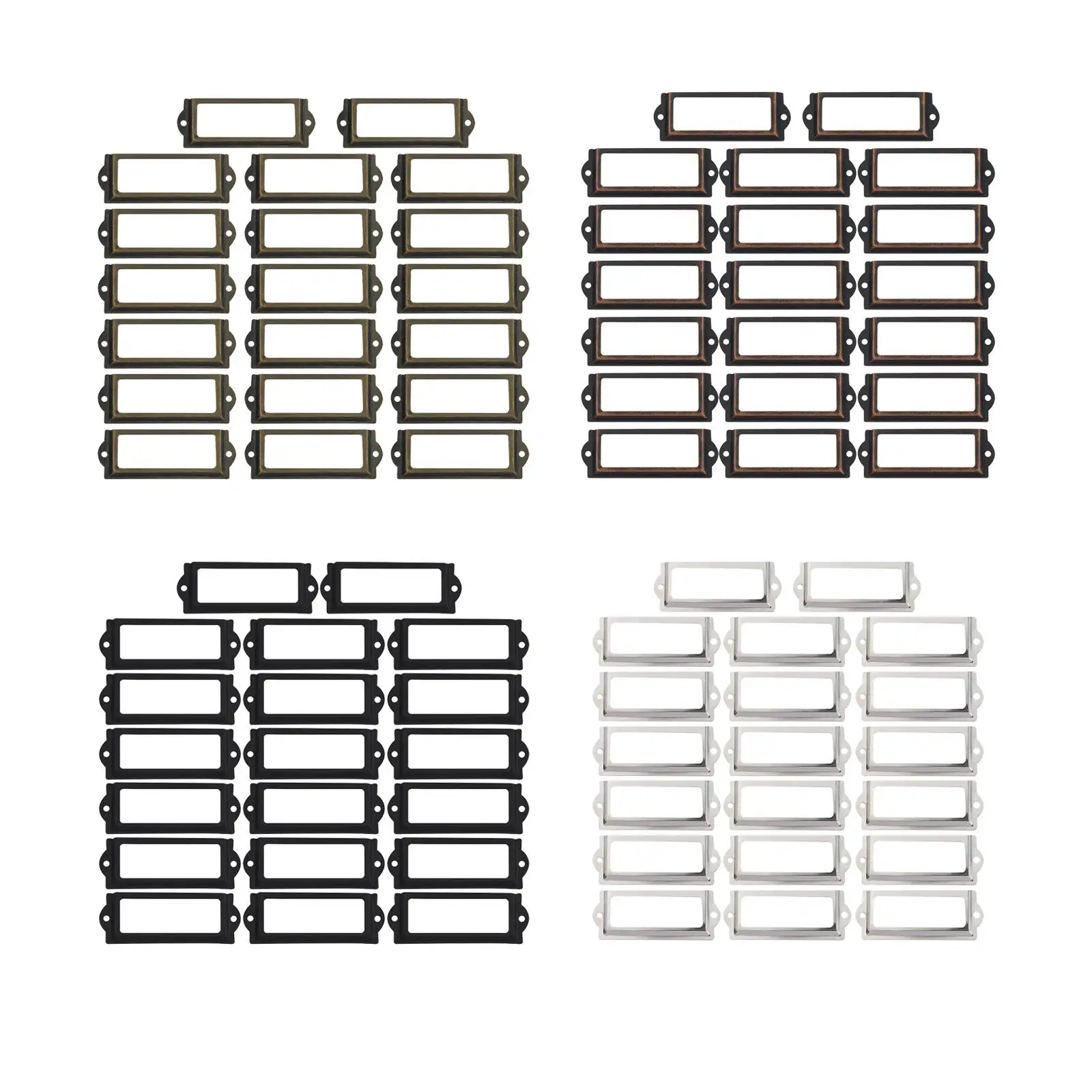 20 X Vintage Tag Label Holder Frames Drawer Tags Name Card Frames with Screws for Closet