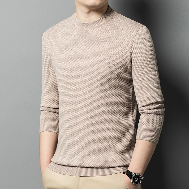 2025 Jersey de punto de diseñador de moda de alta calidad, suéter de lana con cuello redondo, jerséis informales de marca para hombre, ropa ajustada para hombre