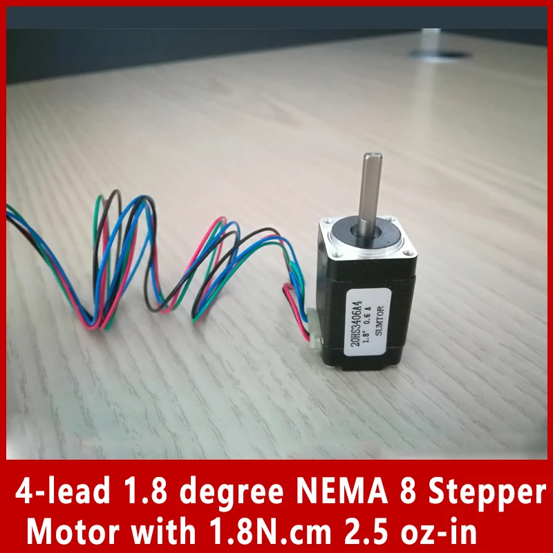 NEMA 8 Stepper Motor  4-lead 1.8 degree with 1.8N.cm 2.5 oz-in Length 34mm CE ROHS CNC Kits