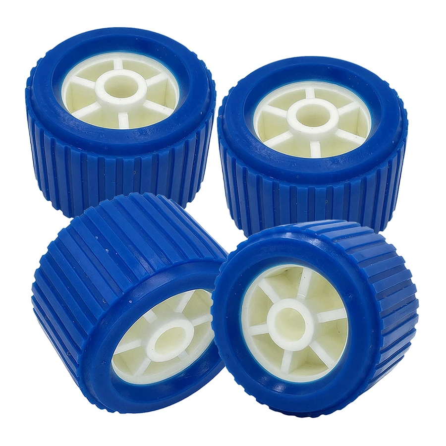 4 Piece/Set Boat Trailer Ribbed Wobble Rollers Blue Trailer Roller Boat Ramp PP Rollers Boat Lift Wheels Kit For Trailer Boat