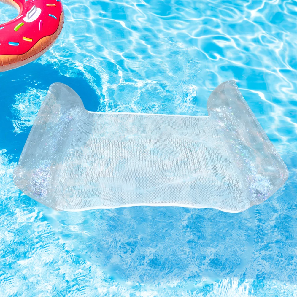 Transparent Inflatable Mattress Foldable Summer Water Hammock Portable Floating Row with Sequins Adult Swimming Pool Party Toy