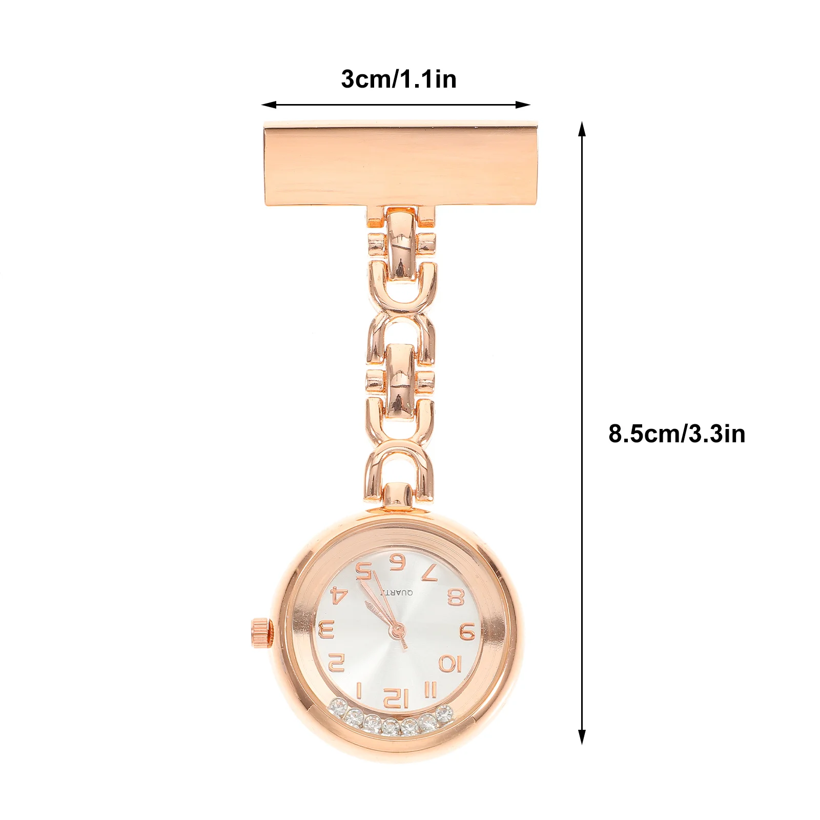 1Pcs Nurse Pocket Watch Alloy Diamond Encrusted Clip on Large Dial Practical Fob Watch for Nursing Professionals