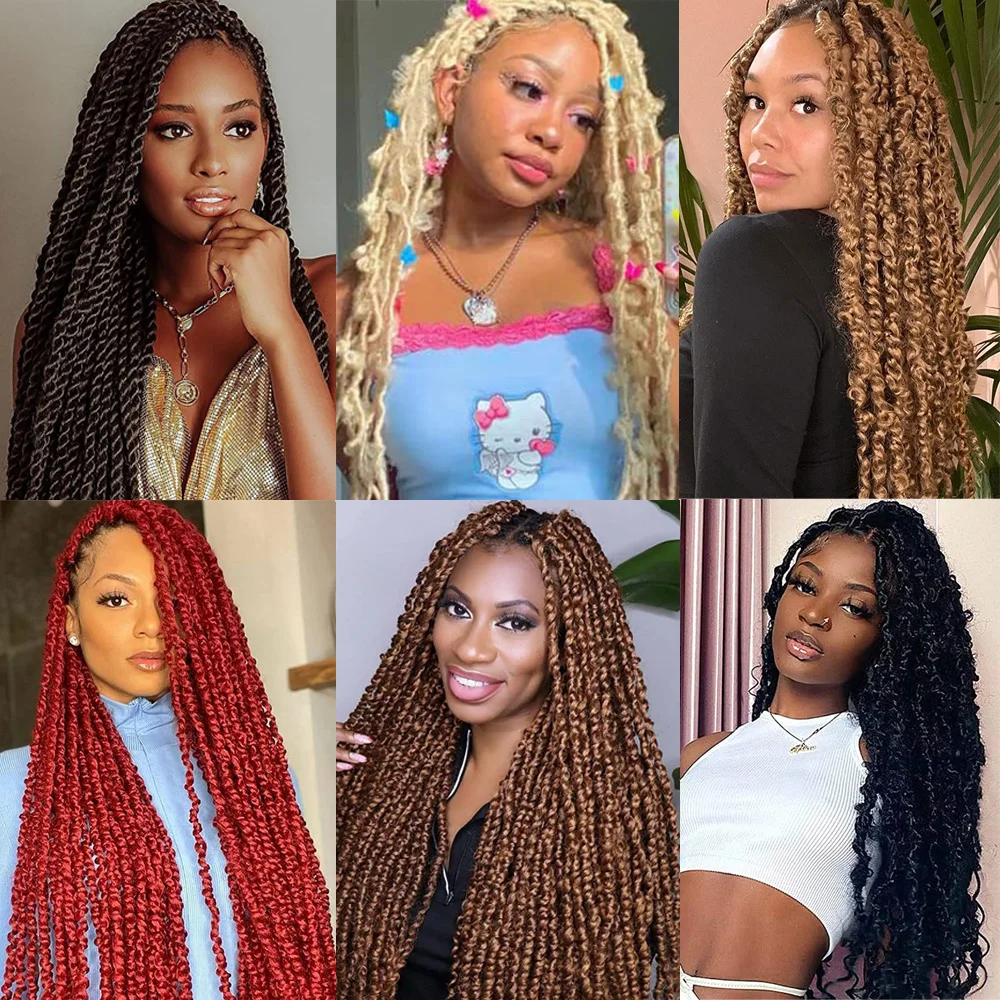 Sprężyste Afro Twist Hair Marley Hair Prefluffed Spring Twist Hair Twisted Up Kinky Twist Cuban Twist Crochet Hair For Black Women