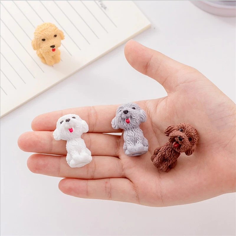 100Pcs Cut Cartoon Animal Dog Shape Eraser Pencil Rubber Erasers School Student Stationery Kids Office Correction Supplie