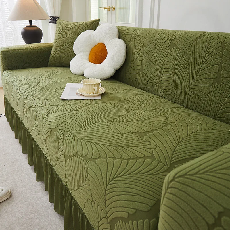 

Fresh Jacquard Fleece Sofa Cover All - Encompassing and Universal for All Seasons Skirted Anti - Cat - Scratch Sofa Covering